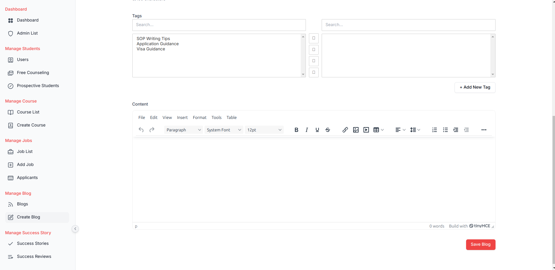 Blog creation and editing tools
