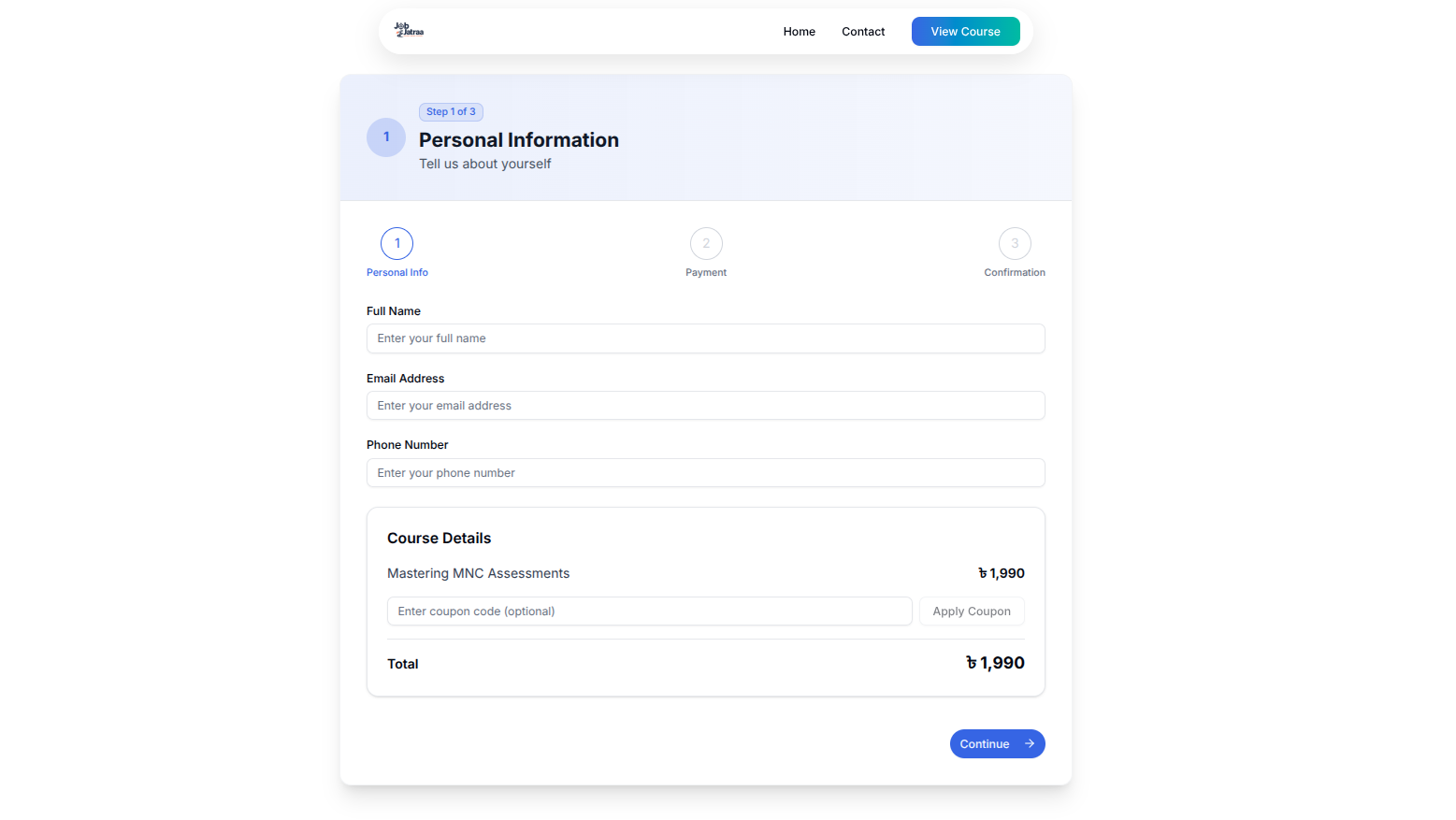 Enrollment process and pricing
